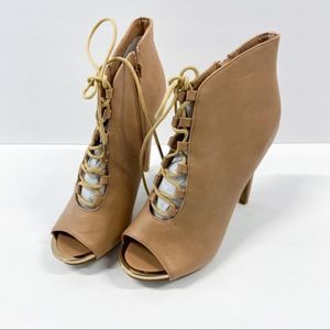 Women Sexy High Heels Peep Toe Lace Up Dress Boots Shoes Ankle Booties Party